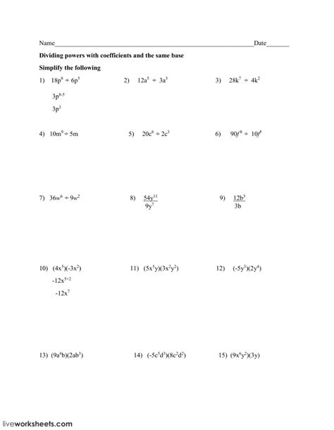 multiplying and dividing monomials worksheet with answers pdf